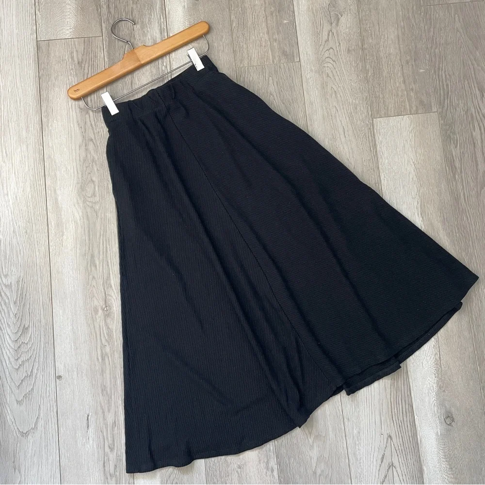 Reformation Ribbed Skirt molly knit midi womens Black xsmall minimalist - Picture 2 of 8